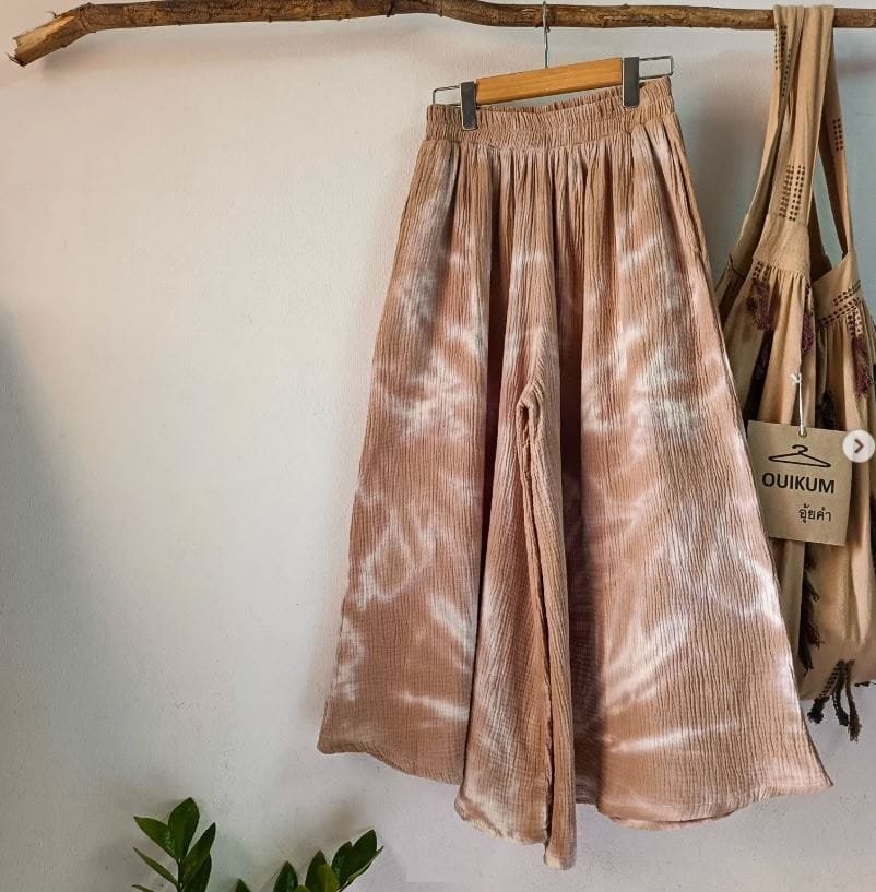 Calça Saia 100% Algodão Double Gauze com Cintura Elástica