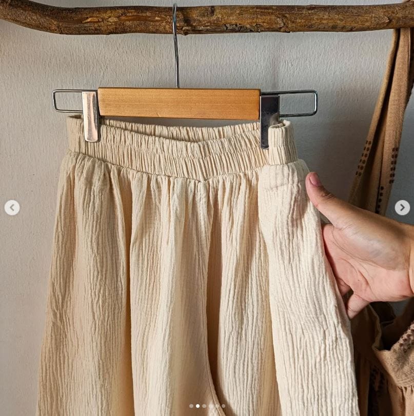 Calça Saia 100% Algodão Double Gauze com Cintura Elástica - Image 3