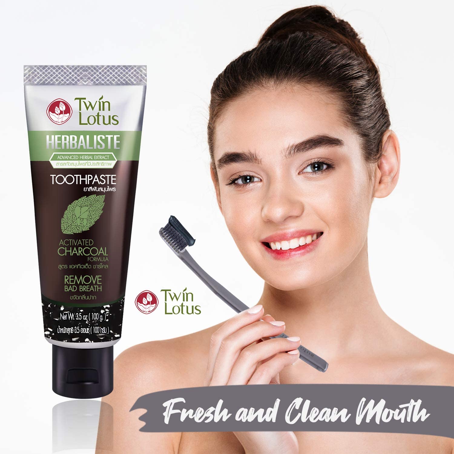 Thai Natural Toothpaste - Coconut Charcoal 2 pasta de dentes natural - vista 2