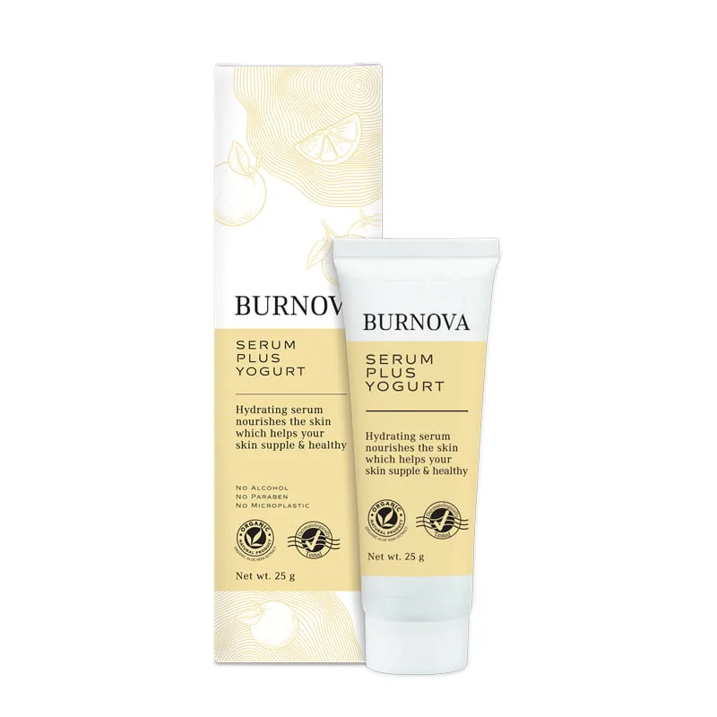 Burnova Gel Plus Yogurt: Nutrição, Recuperação da Barreira e Luminosidade Natural 25ml 1 Burnova Serum Plus Yogurt