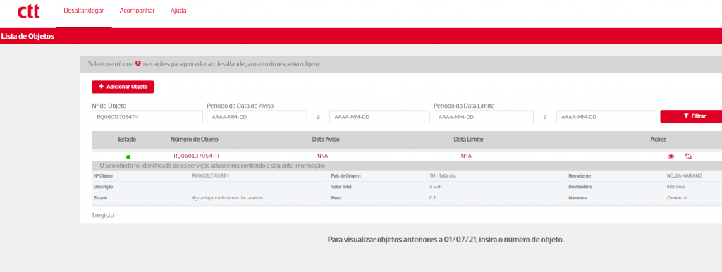 Processo aduaneiro concluído — passo 6