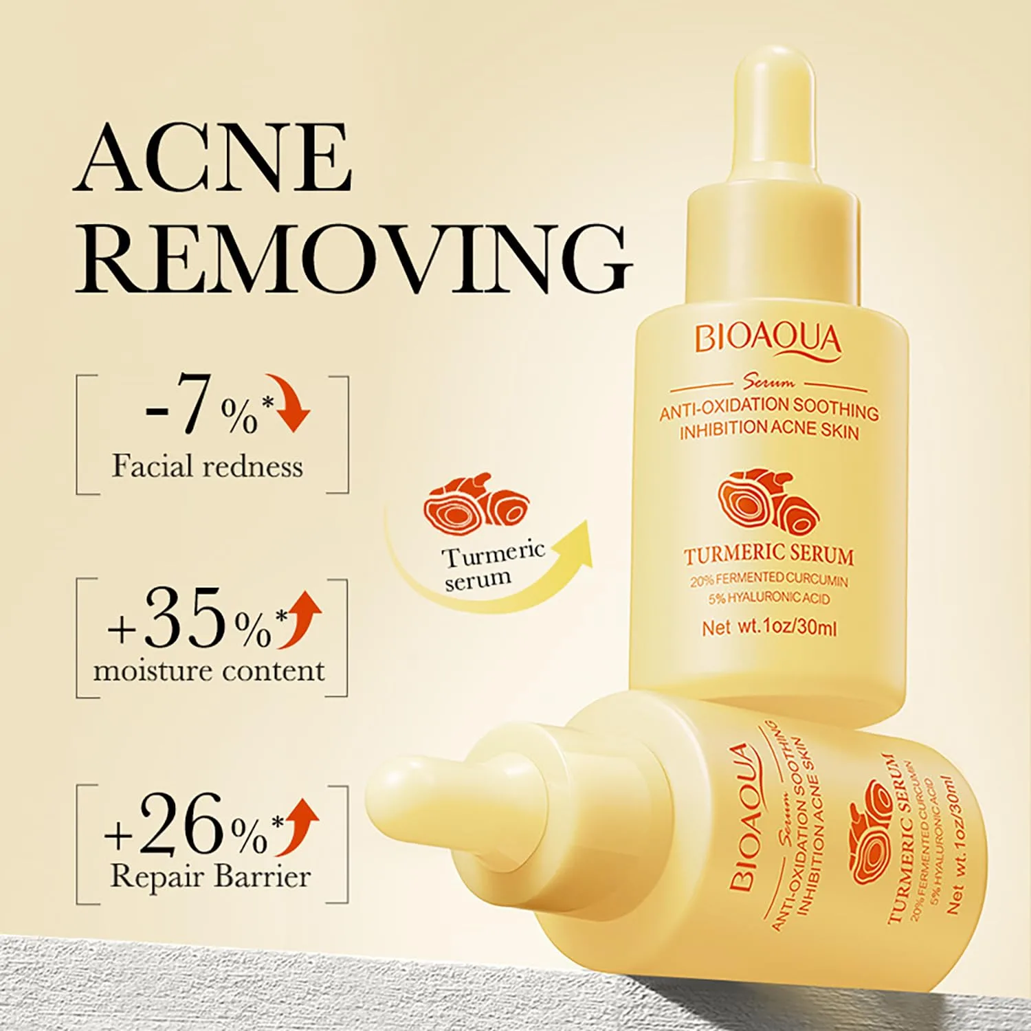 Bioaqua Turmeric Serum 30ml - Hydration and Rejuvenation 1 sérum de cúrcuma